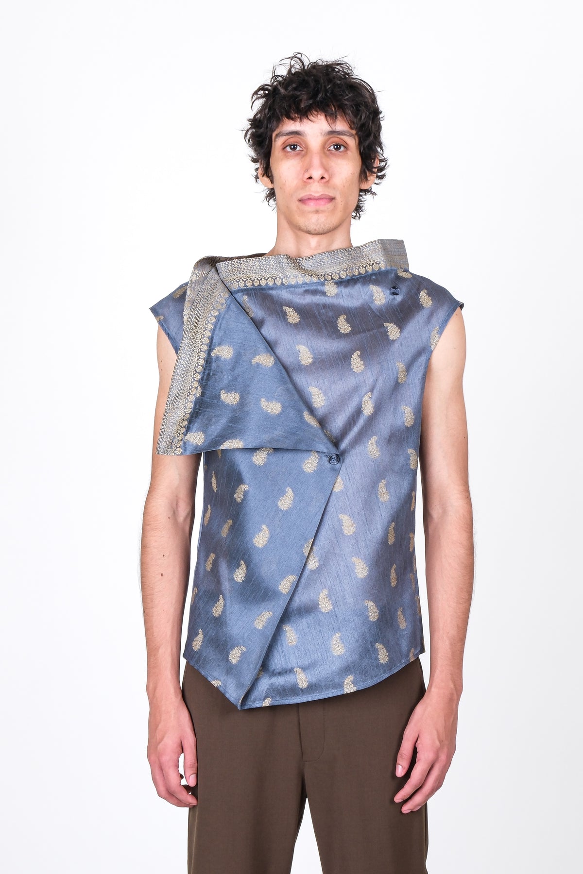 One of One Heirloom Sari Wrap Top