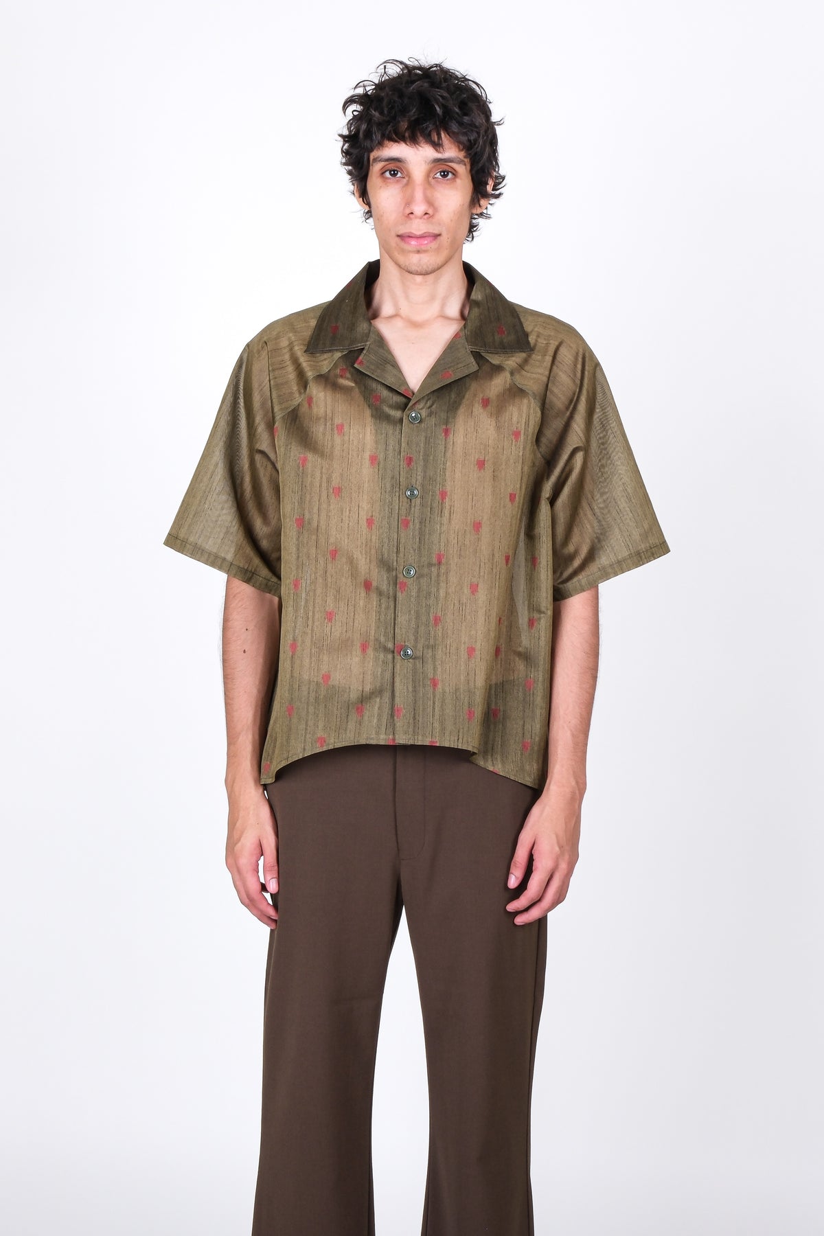 One of One Heirloom Sari Bowling Shirt