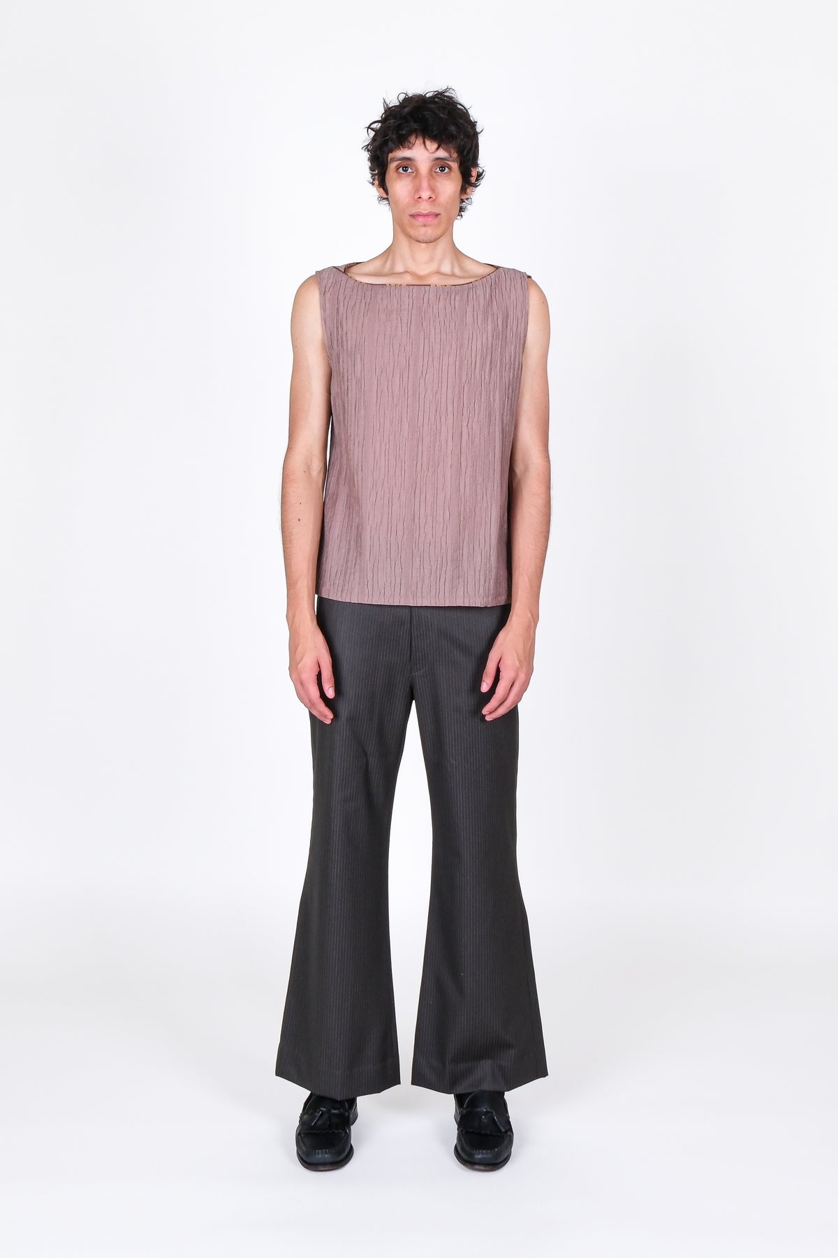Textured Bateau Top in Dusty Muave