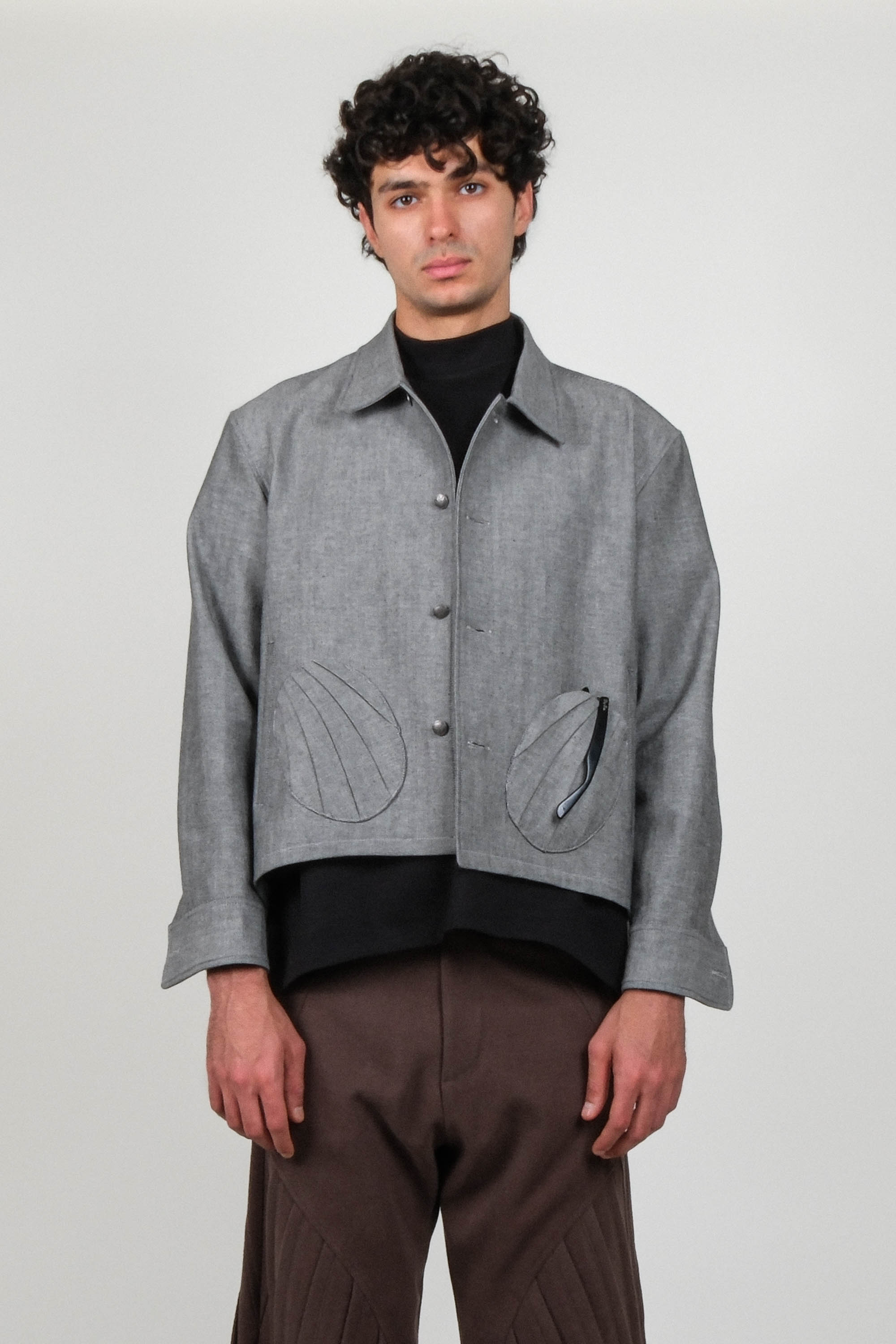 Draped Pocket Denim Jacket