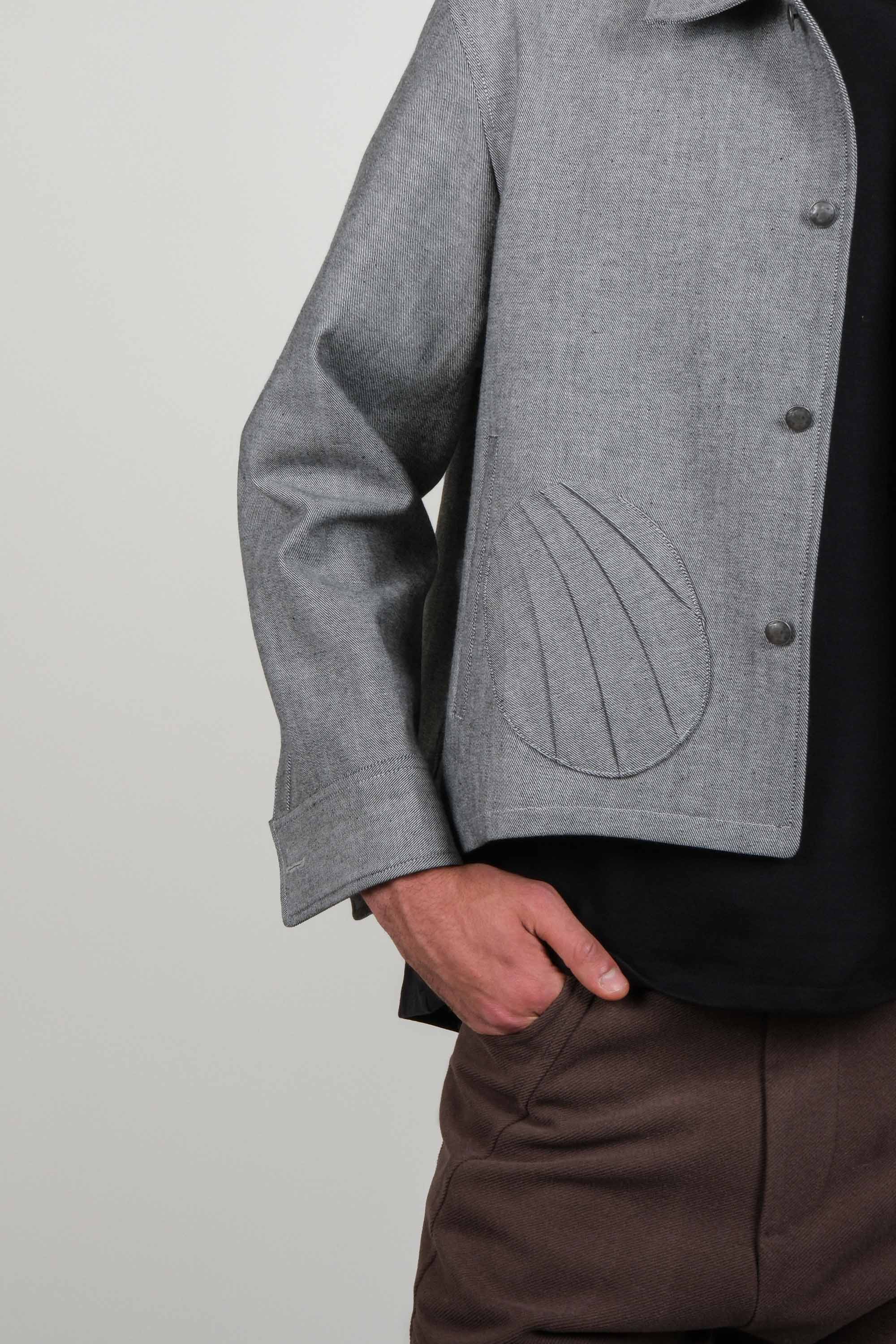 Draped Pocket Denim Jacket