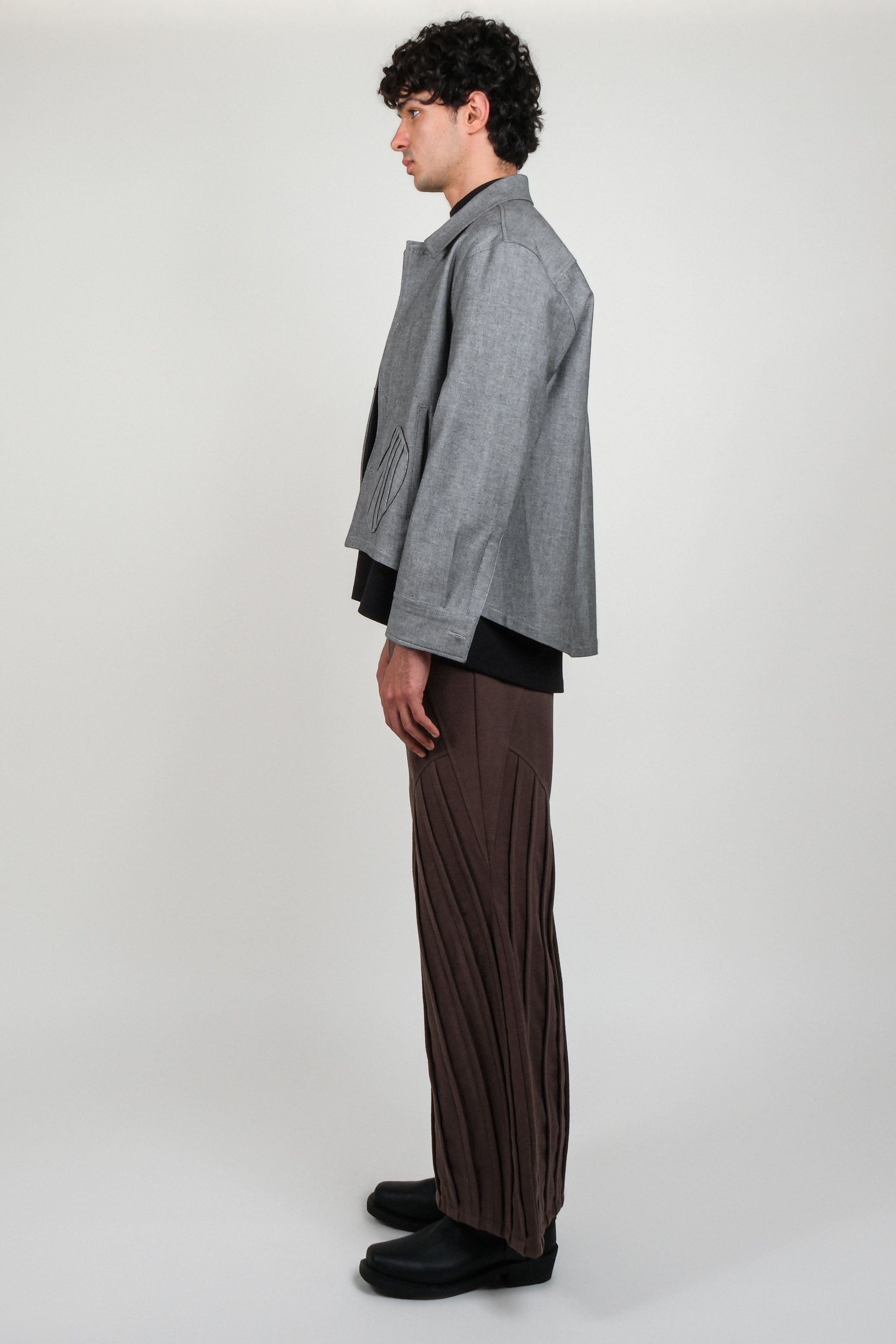 Draped Pocket Denim Jacket