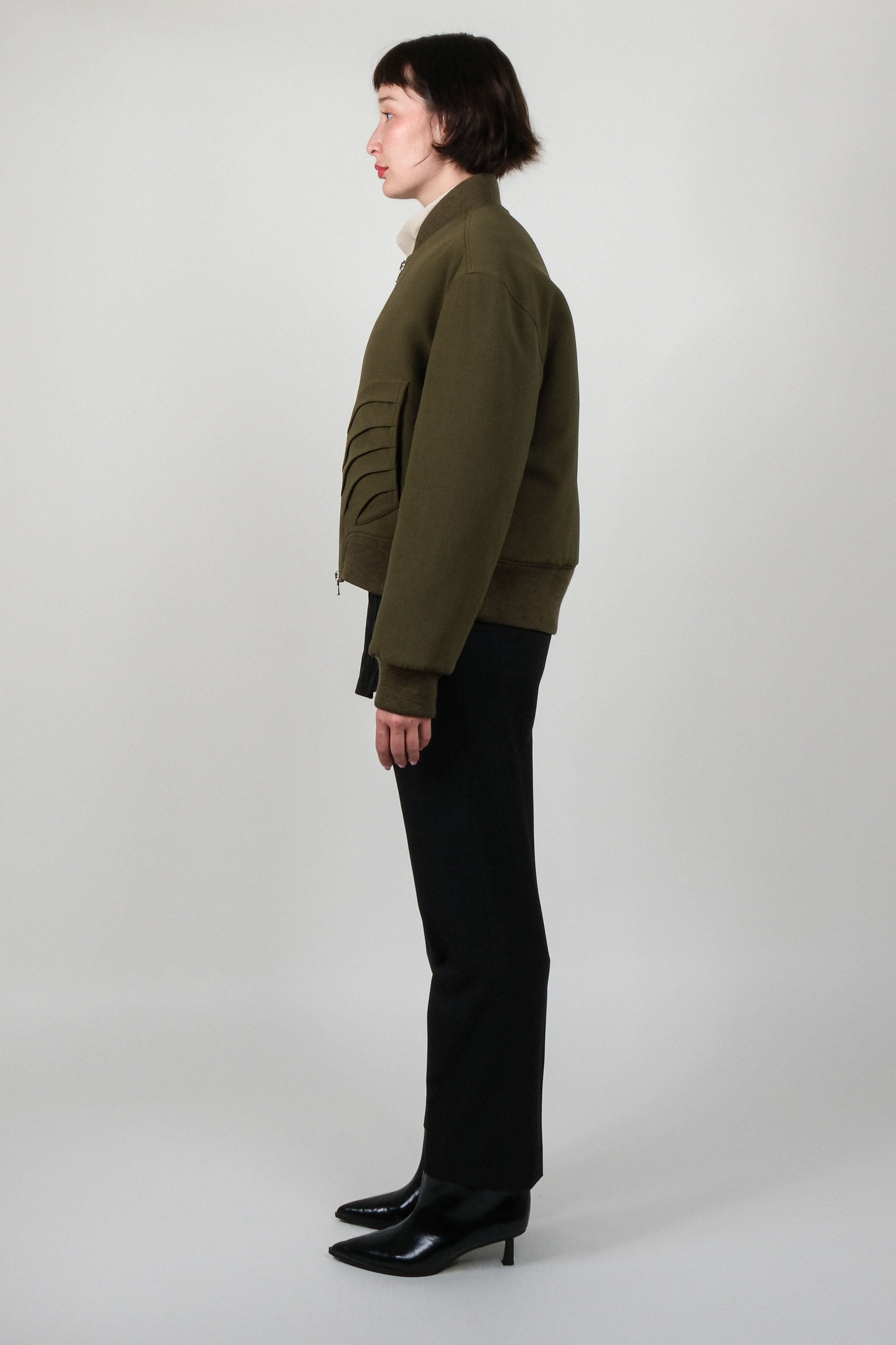 Draped Pocket Bomber Jacket