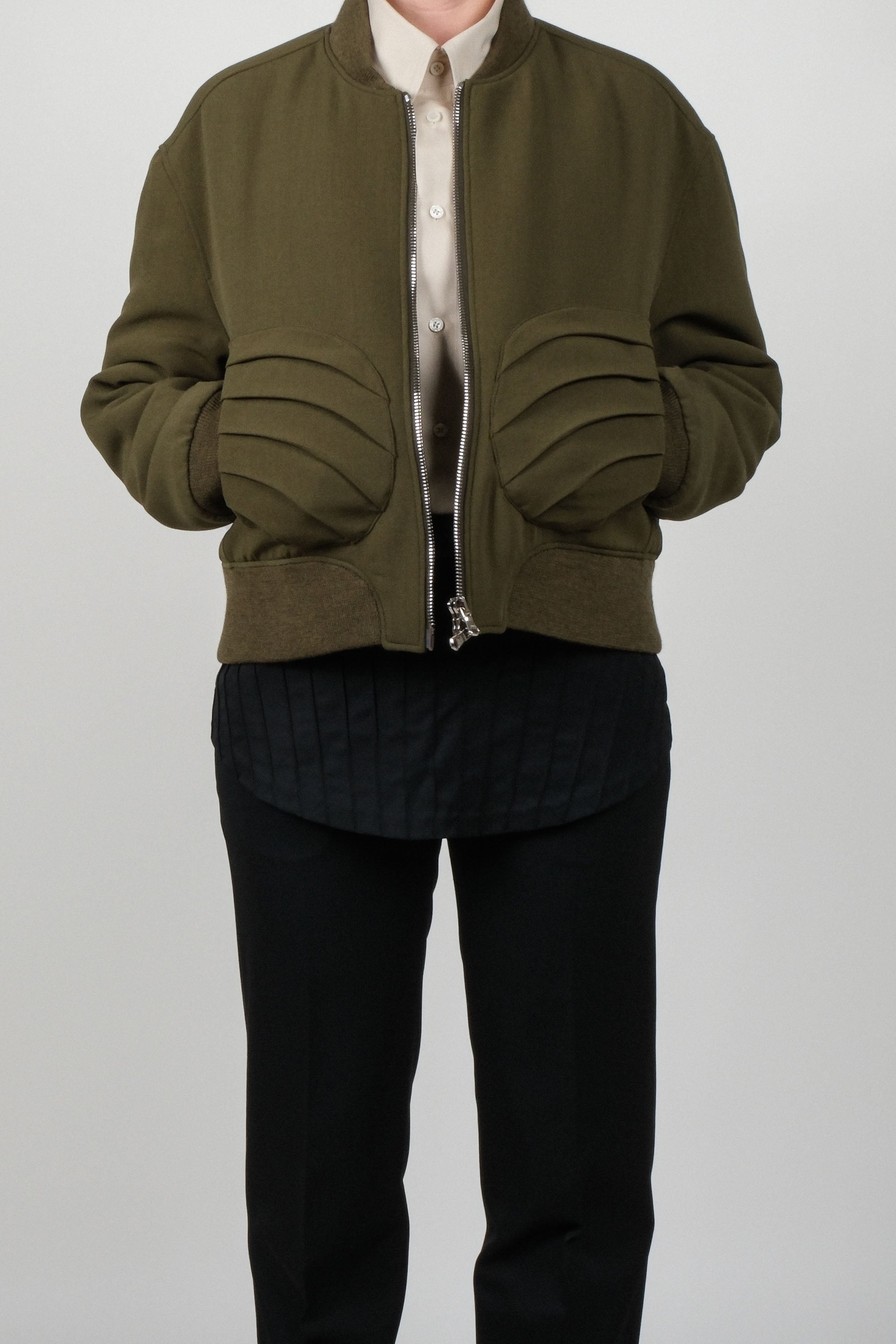 Draped Pocket Bomber Jacket