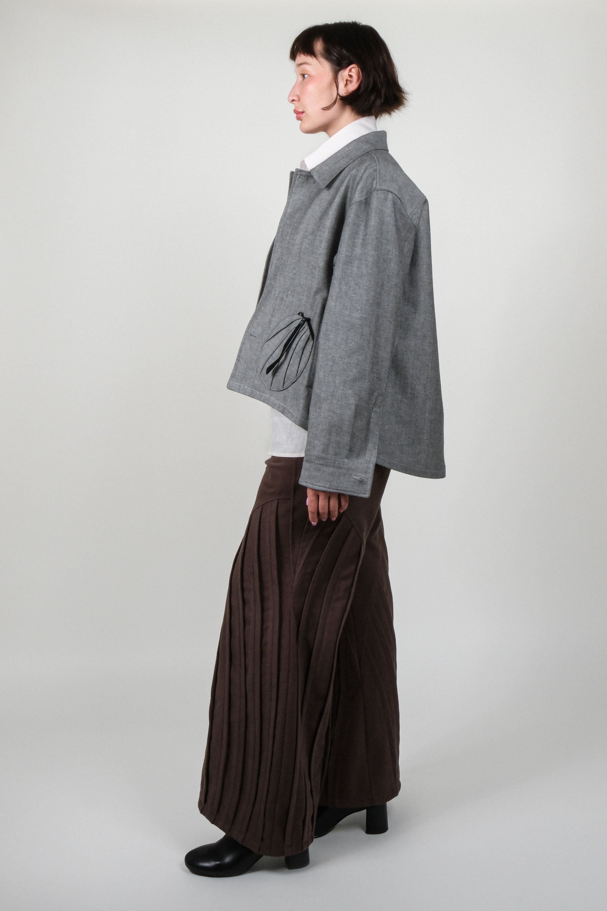 Draped Pocket Denim Jacket