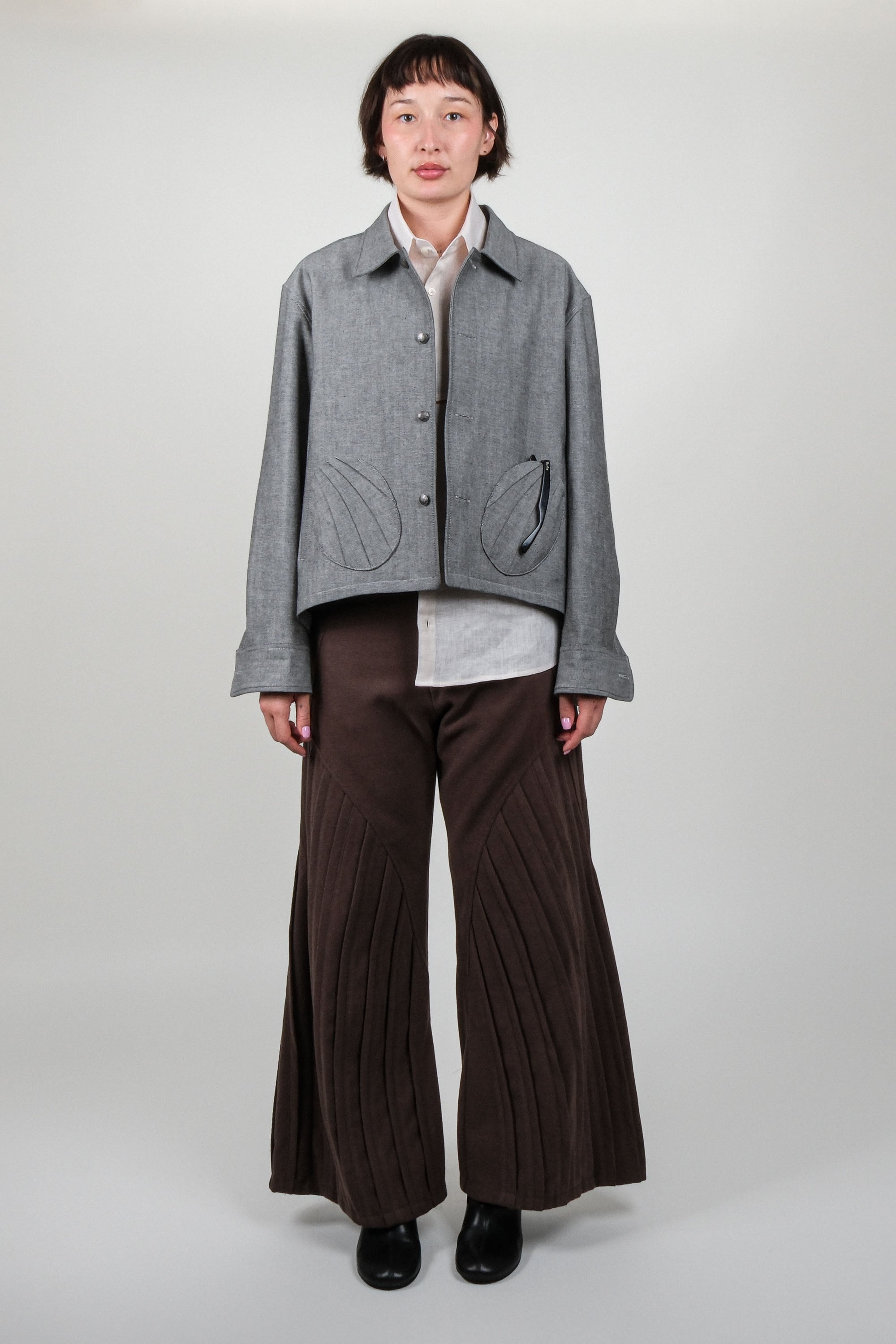 Draped Pocket Denim Jacket