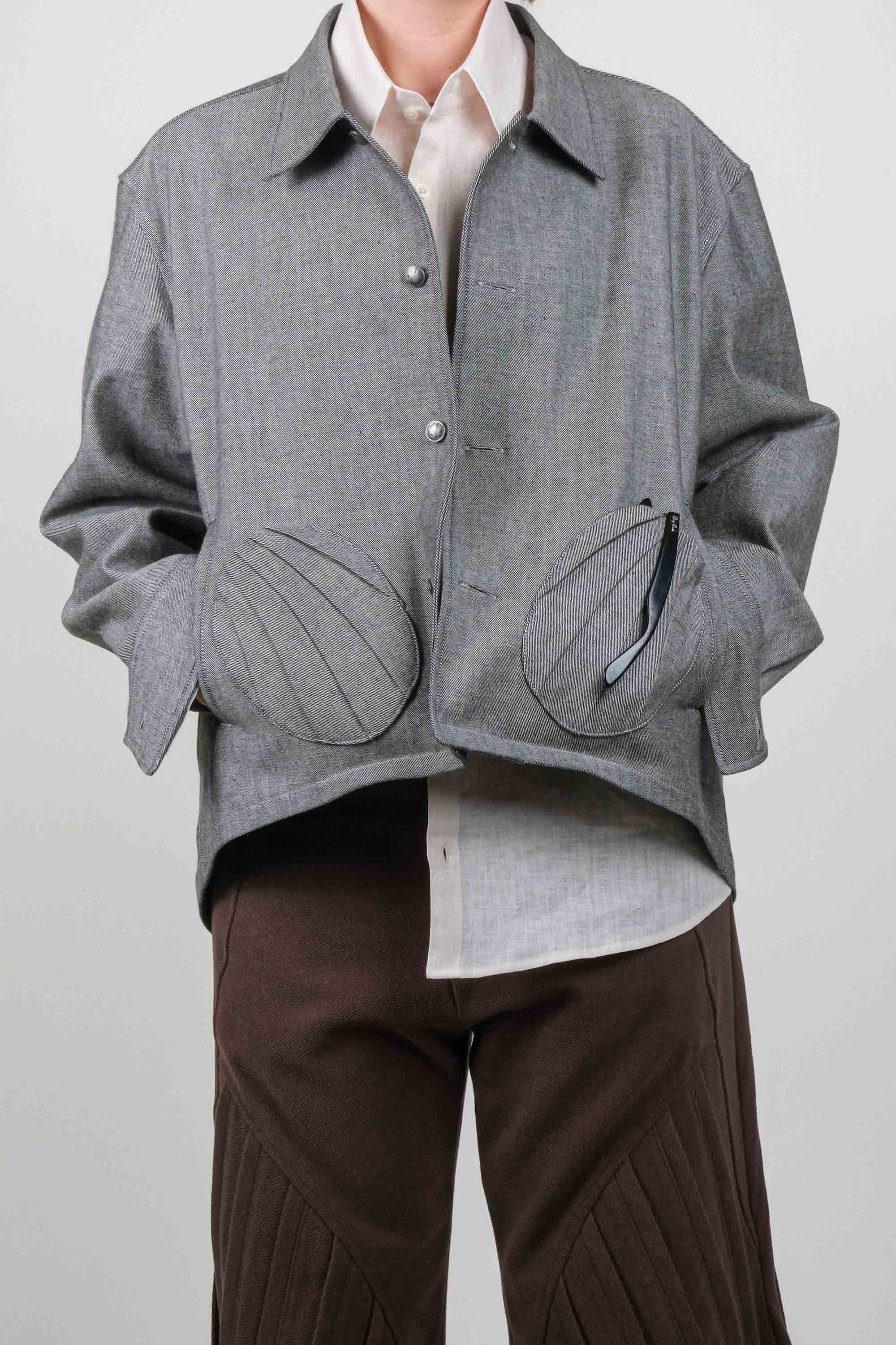 Draped Pocket Denim Jacket