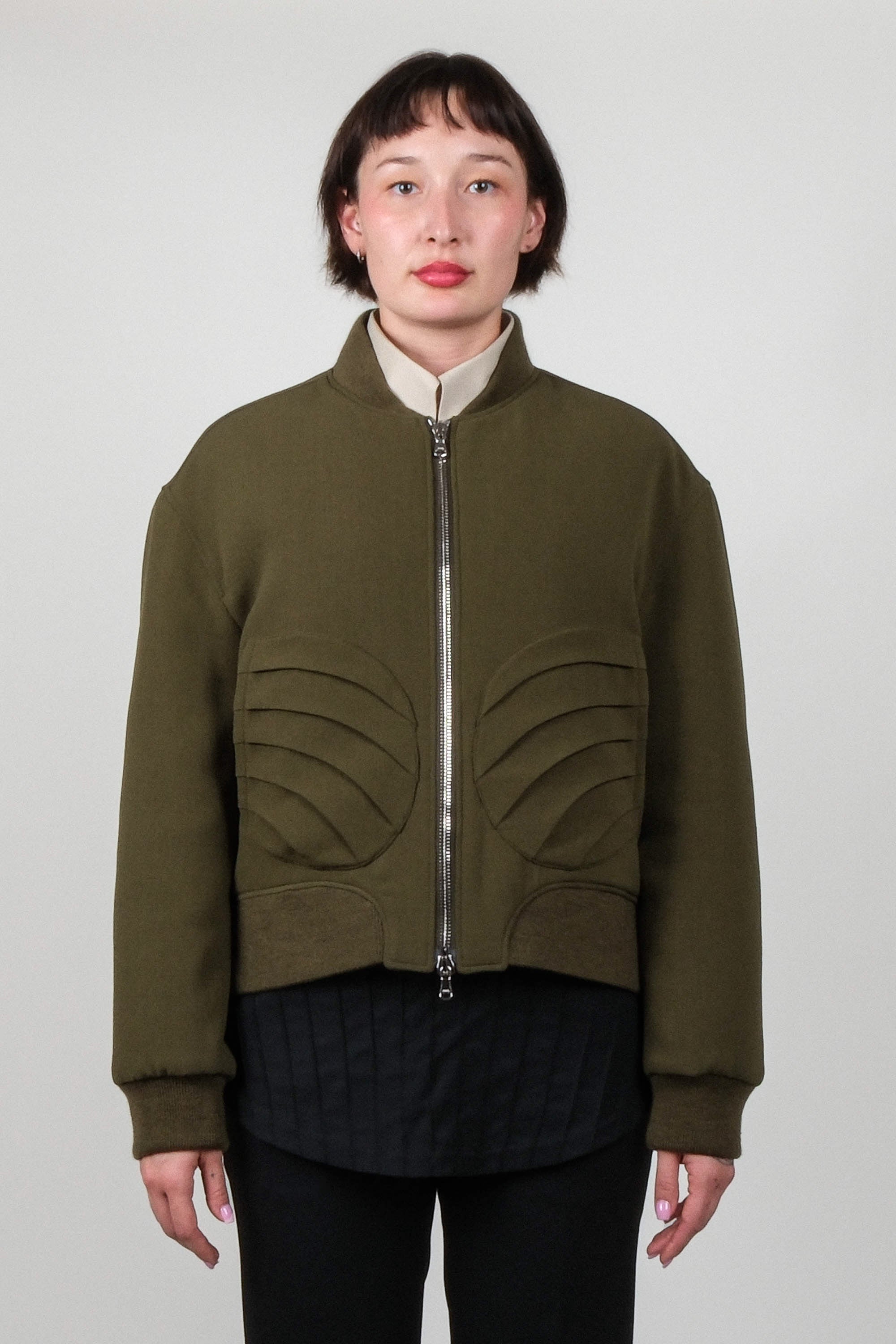 Draped Pocket Bomber Jacket