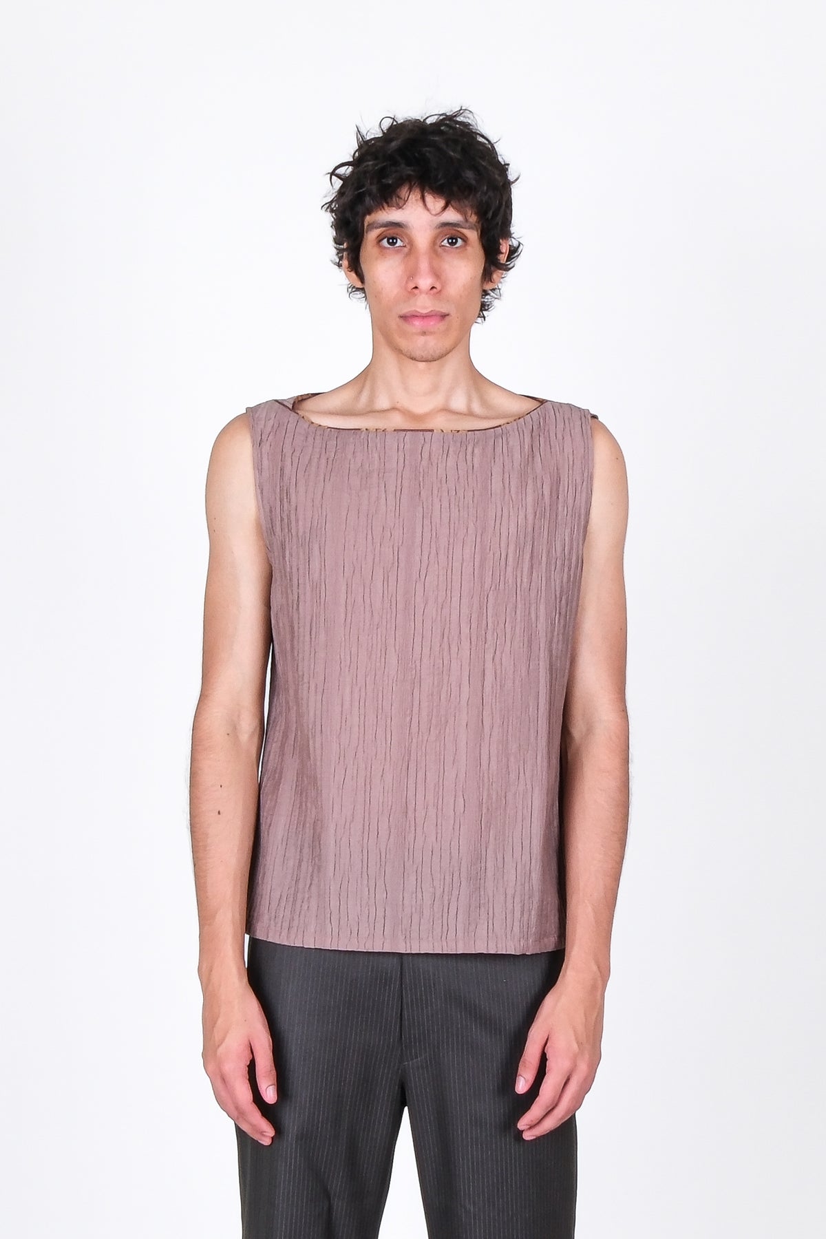 Textured Bateau Top in Dusty Muave