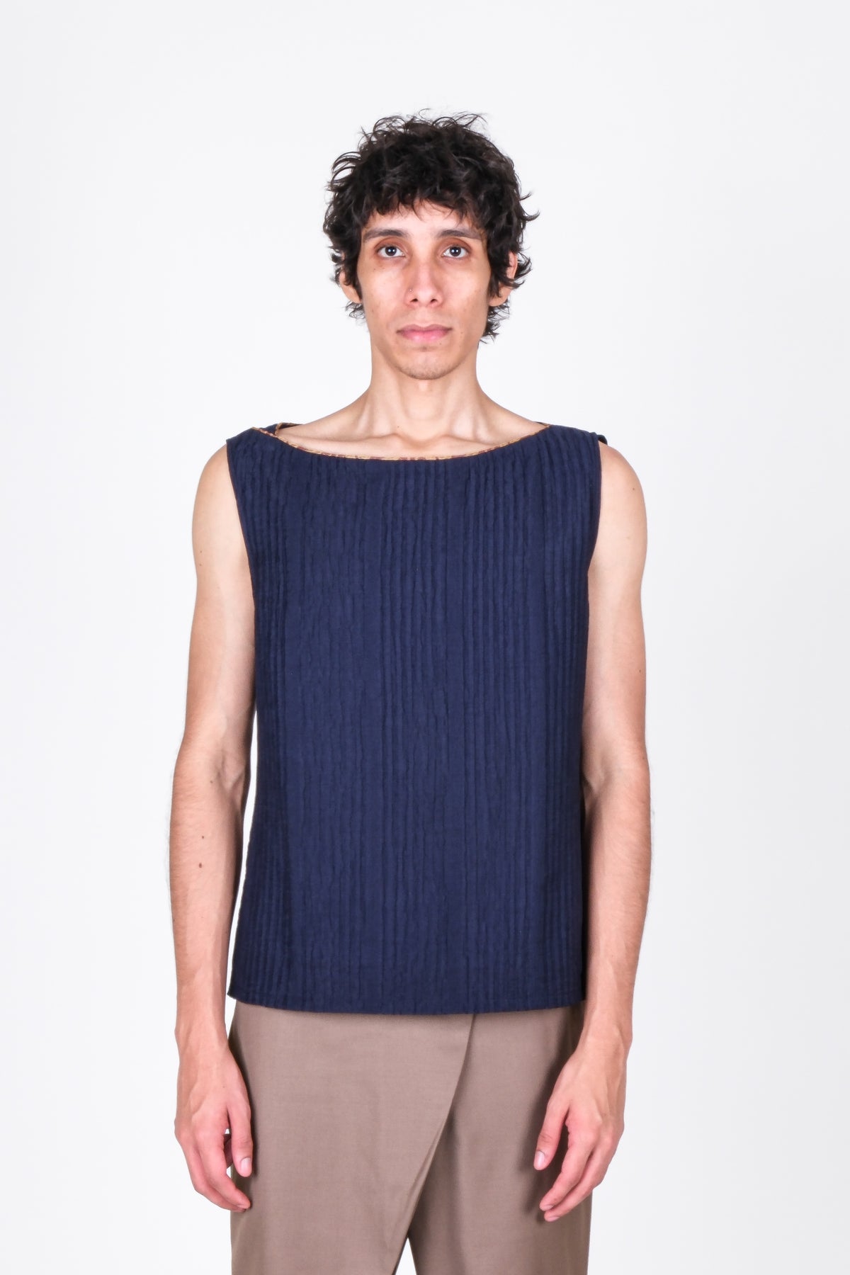Textured Bateau Top in Blue