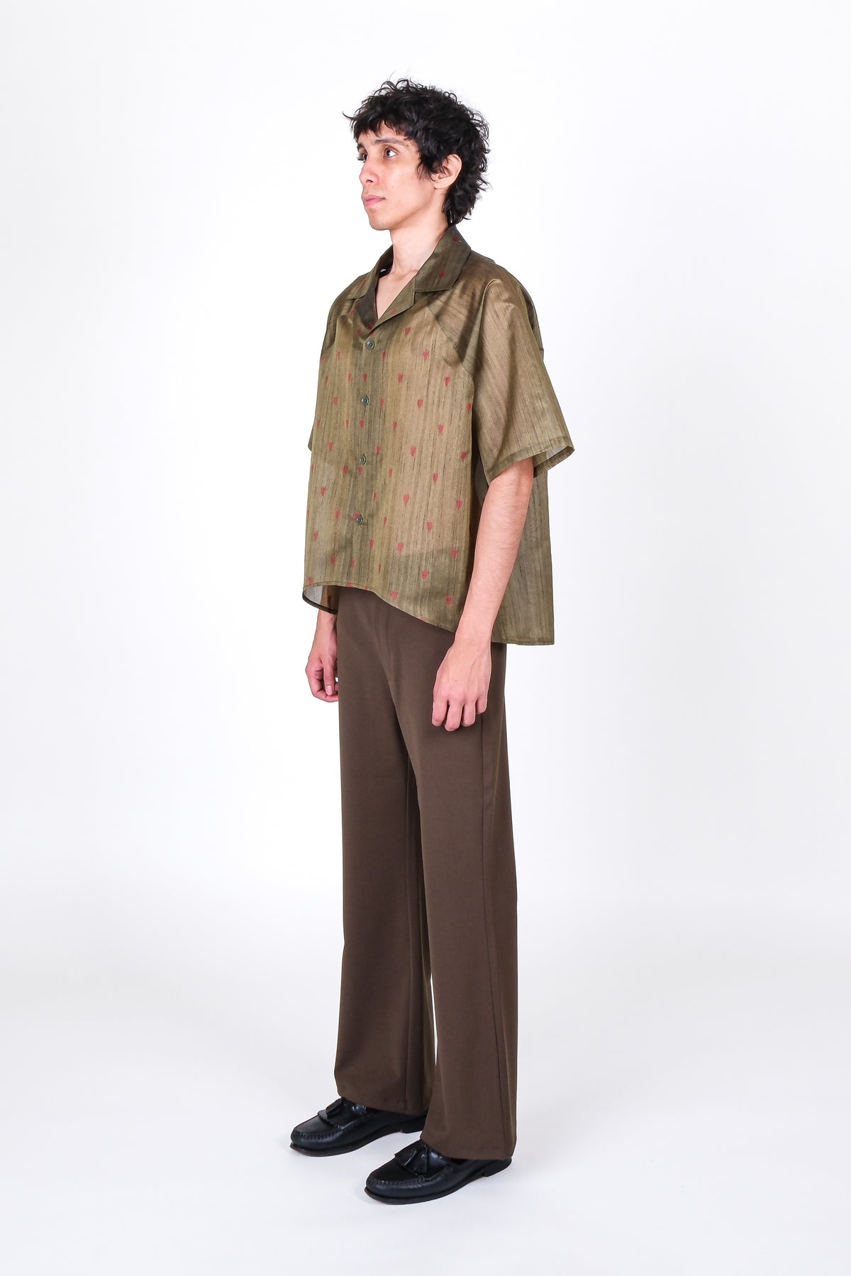 One of One Heirloom Sari Bowling Shirt