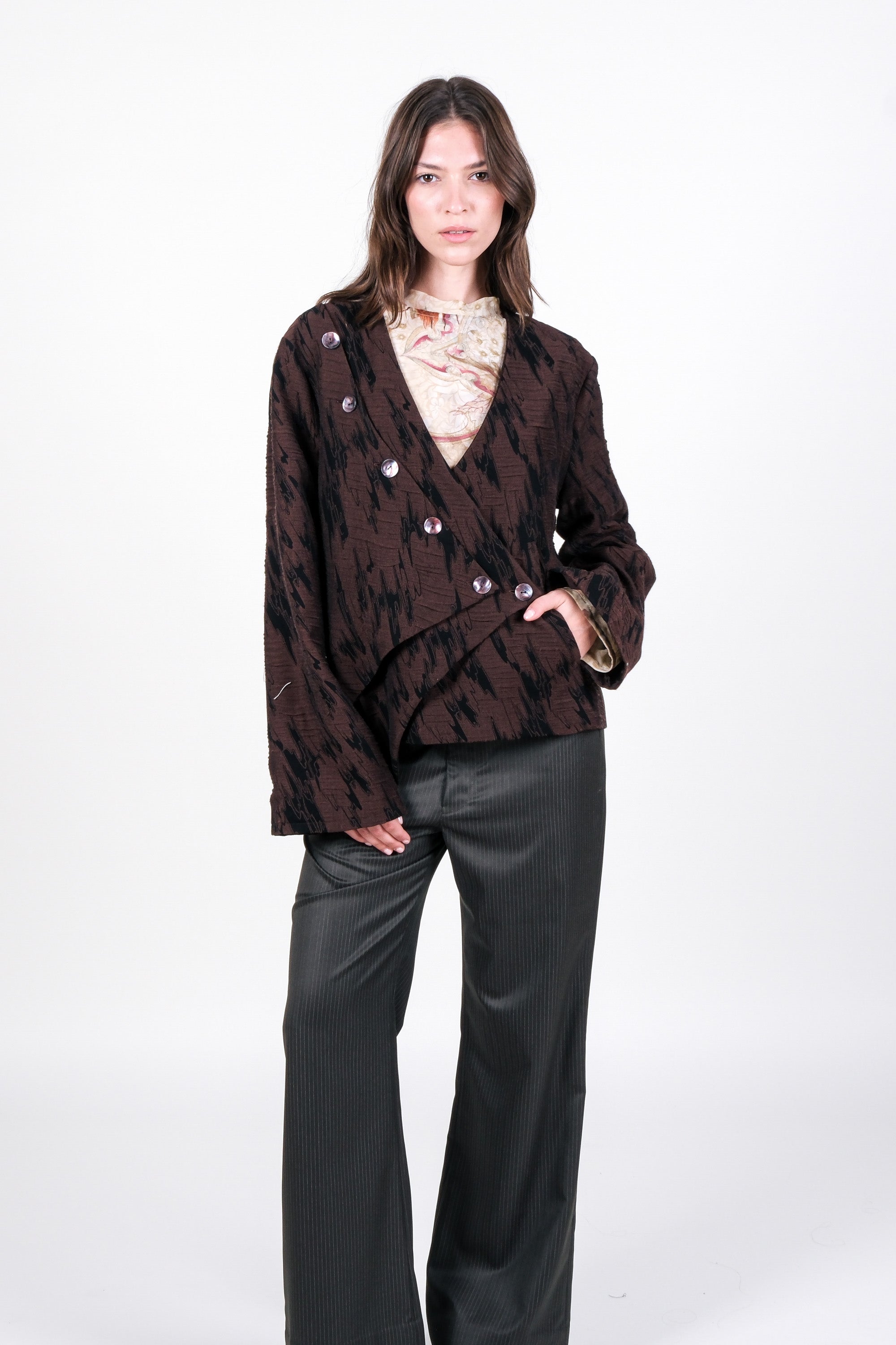 Asymmetric Button Jacket